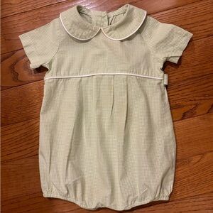 12 mo -Southern Sunshine -green check baby boy bubble.  Classic Whimsy